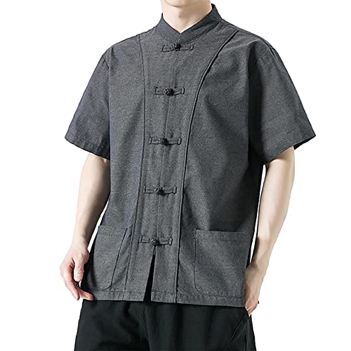 Polo lin homme doux contre la chaleur col V manches longues XXXXL