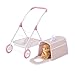Olivia's Little World Polka Dots Princess Doll Animal Stroller with Detachable Toy Pet Carrier - Pet Doll Pram for 3 yrs and Up - Pink/Gray