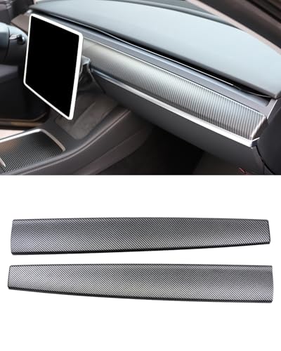 KKTR-CAR Dashboard Cover Wrap and Front Door Inner Armrest Panel Cover Trim Compatible with Tesla Model 3 2021-2023 Model y 2020-2025,NOT for Performance (Matte Carbon Fiber Pattern 2pcs, 2pcs)