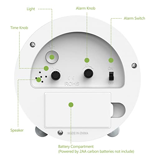 Keekit Silent Alarm Clock, 4 Inch Non-Ticking Classic Small Clock With Battery Operated, Night Light, Easy To Set, Analog Quartz Clock For Bedroom, Bedside, Desk #TOP2