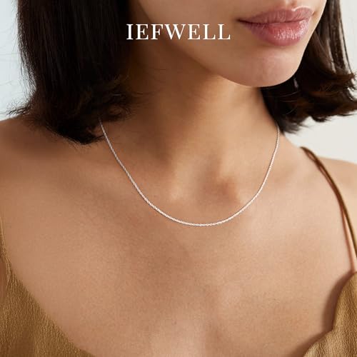 IEFWELL Solid 925 Sterling Silver Chain Necklace for Women - 1.5mm Sterling Silver Twisted Rope Chains, Hypoallergenic Soft Sturdy Necklace 16 18 20 22 24 26 Inches Jewelry Gifts for Women Men3