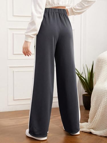 COZYEASE Girls' Wide Leg Sweatpants Star Print High Elastic Waist Jogger Sweatpants Baggy Trousers Pants with Pocket2