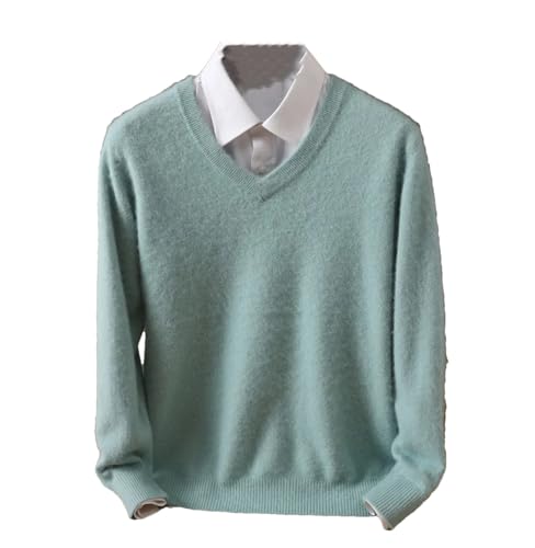Men's Cashmere Sweater V-Neck Pullovers Knit Winter Tops Long Sleeve V-Neck Solid Color Business Jumpers