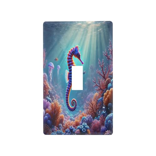 Sea Animals Light Switch Cover Decorative Receptacle Outlet Wall Plate Guard Plastic Outlet Covers for Farmhouse Home Decor Livingroom (Toggle Switch)