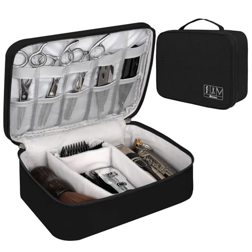 Image of Barber Tools Bag Barber Case Hair Tools Travel Bag Clipper Guard Holder for Clippers and Supplies Hair Cutting Scissors Storage Bag Portable Clipper Storage Holder Organizer for Hair Cutting (Black)
