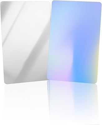 Art Painted Blue Ombre Compact Mirror Bulk 4 Pack Card Mirror, Rainbow Gradient Small Compact Mirror for Purse, Rectangular Handheld Pocket Makeup Mirror