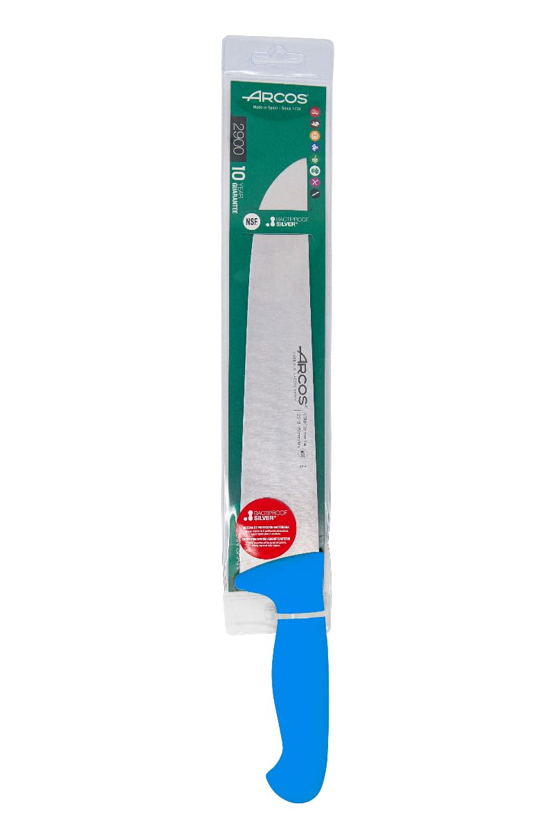 Arcos Coltello da Macellaio con Lama in Acciaio Inossidabile Nitrum 250 mm – Coltello da Cucina Professionale per Tagliare Carne, Pesce e Verdure – Manico Ergonomico in Poliossimetilene, Blu, 2900
