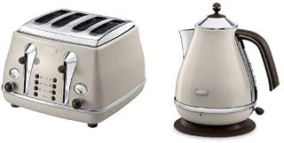 De'Longhi Vintage Icona Dolcevita Jug Kettle and 4 Slice Toaster Bundle - Cream