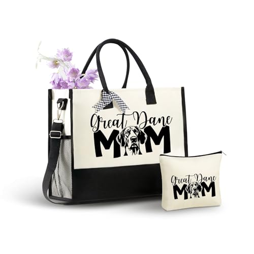 Bolso tote de lona para mujer de InnoBeta con diseño de Gran Danés, con cierre de cremallera superior y correa para hombro, ideal para cumpleaños, Día de la Madre y Navidad miniatura 1