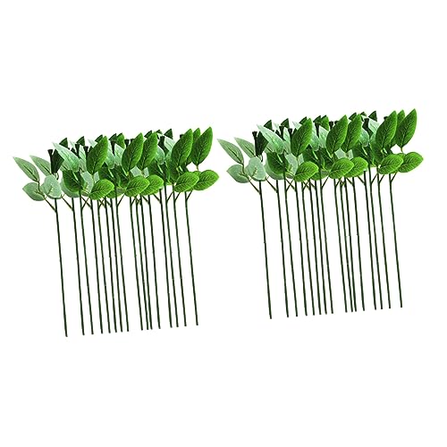 DOITOOL Artificial Rose Stems 40 Pcs Realistic Floral Stems with Leaves Craft Floral Wire