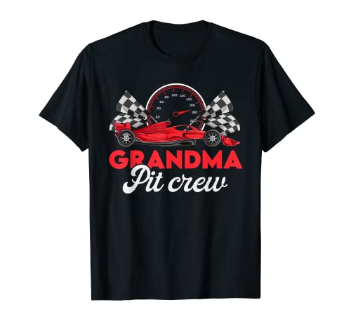 Camisa de la abuela del cumpleaños del coche de carreras, Grandma Pit Crew Camiseta