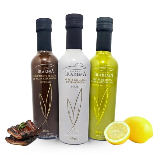 Kit Azeites Irarema Extra Virgem 250ml – Suave, Defumado e Limão Siciliano – Gourmet Premium