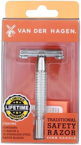 Van Der Hagen® Men’s Traditional Safety Razor Kit (includes 5 blades) for a close shave in Chrome