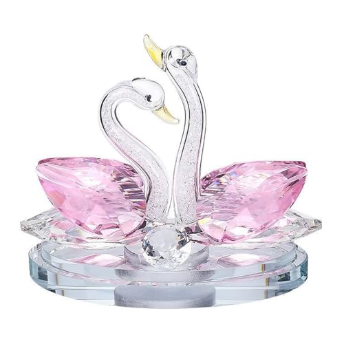 Rayberro Figura de cisne de cristal, escultura de cisne de...