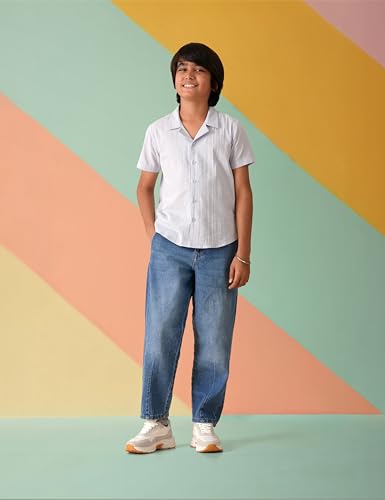 Image of Amazon Brand - Symbol Kids Boy's Half Sleeves Striper Regular Fit Shirt