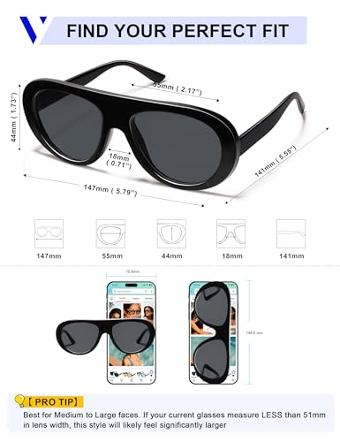 Image of VANLINKER Oversized Retro Aviator Sunglasses for Women Men Chic 70s Vintage Style Trendy 2026 Chunky Sun Glasses VL9865