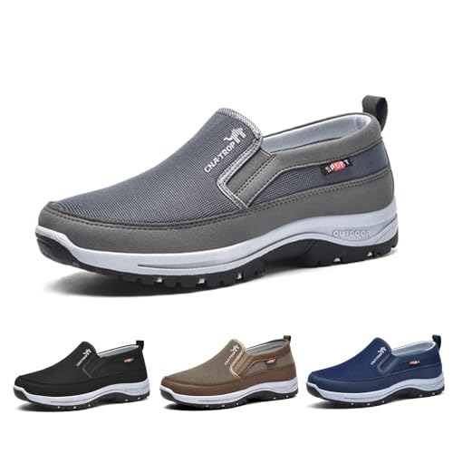 CNA Trop Shoes for Men, CNA Trop Men Outdoor Hiking Orthopedic Shoes Breathable Walking Loafers (Grey, Adult, Men, 9, Numeric, US Footwear Size System, Medium)