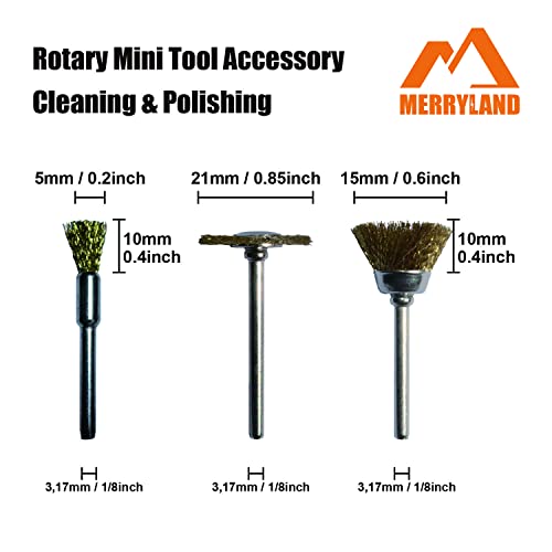Merryland RMTA072C2 Wire Brush Mini Brass Brush For Dremel 72 Pack, Pen Brush Wheel Brush Cup Brush 24 Pack thumb #2