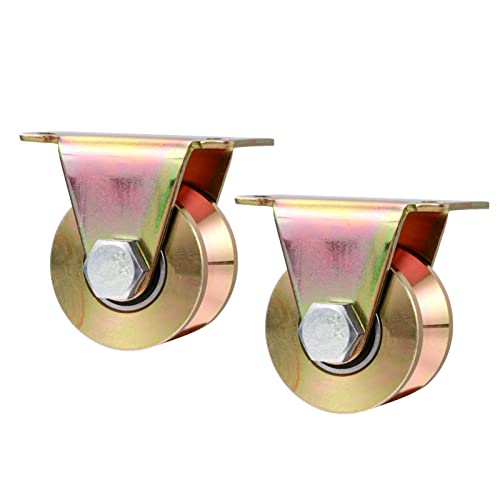 Garneck 2pcs Door Single Wheel Rail Door Pulley Block V-Type Groove Wheel Track Pulley