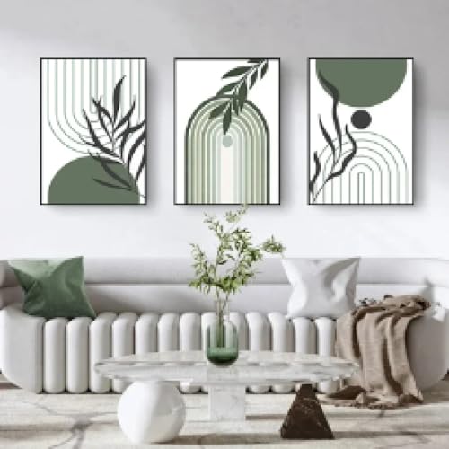 Impression sur toile de feuilles et géométrie nordique chic - 2