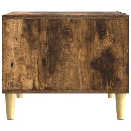 Table basse chêne fumé design bois d'ingénierie et pieds eucalyptus
