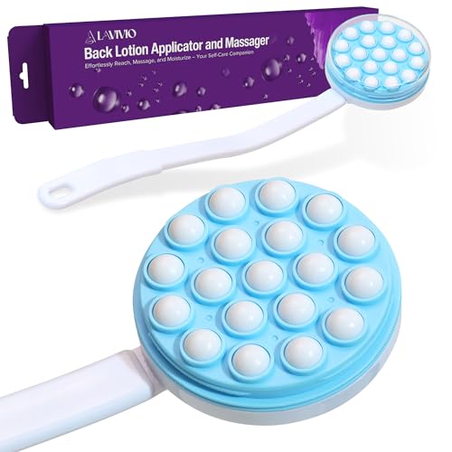 Lavivio Lotion Applicator for Back - Back Lotion Applicator for Women and Men - 19 Massaging Rollers for Soothing Relief - Long Handle, Easy Application - Ideal for Elderly, Perfect for Cream & Lotion
