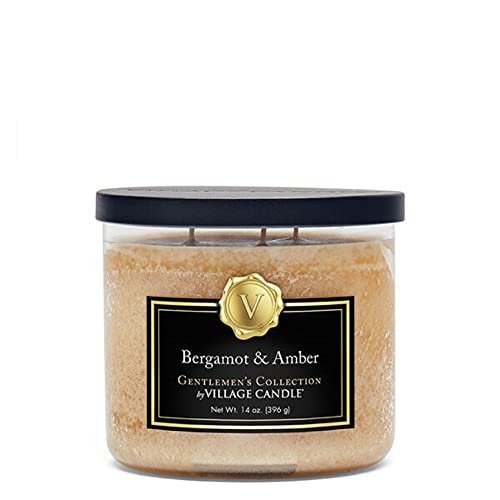 Village Candle Bergamot & Amber Glass 3-Wick Bowl Scented Candle 14 oz. Brown