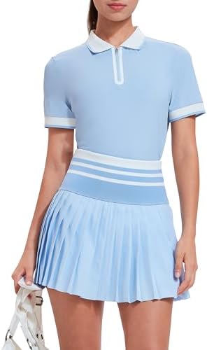 Trendy Golf Outfits for a busy 2026 Schedule Tennis Skirt Sets for Women Zipper Color Block High Waisted Golf ...