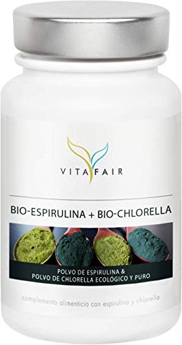 Chlorella & Spirulina orgánica y ecológica - 3300mg por porción - 180 cápsulas - 100% puro - Vegano - Máxima biodisponibilidad - German Quality