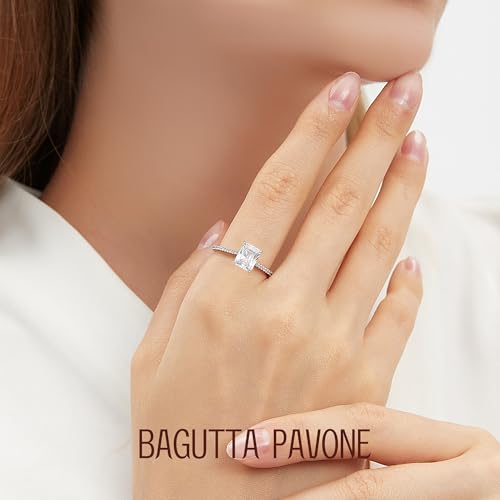 1.5/4CT CZ Engagement Rings for Women,Women's Princess/Radiant Cut 925 Sterling Silver Solitaire Wedding Bands Engagement Promise Rings for Her with 18K White Gold Plated Size4-104