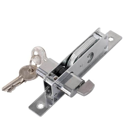 Cilindro de cerradura de mortaja para puertas correderas, gancho de aleación de aluminio con gancho de 4 capas, entrada con llave, perilla interior, cerradura inferior para puertas de patio, 5.9 x 1.4