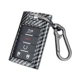 for Cadillac Key Fob Keyless Entry Smart Remote Shell Case, ABS Hard Plastic Shell Key fob Protective Compatible with 2006-2014 CTS STS XTS SRX ATS ELR DTS STS Escalade C7 Corvetten (CF/Black)