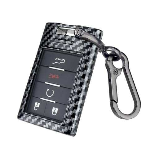for Cadillac Key Fob Keyless Entry Smart Remote Shell Case, ABS Hard Plastic Shell Key fob Protective Compatible with 2006-2014 CTS STS XTS SRX ATS ELR DTS STS Escalade C7 Corvetten (CF/Black)