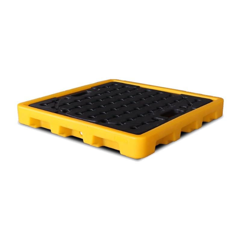 Plataforma Modular De Contención De Derrames Para 1/2 Bidón, Bandeja De Sumidero Apilable Con Drenaje, Bandeja De Seguridad Industrial Y Rejilla Desmontable, Amarilla, 61,Yellow-1pcs-67x67x10cm