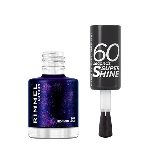 Rimmel, Vernis à Ongles 60S Seconds Super Shine, 563 Midnight rush, Couleur Ultra Brillante, Anti-Choc, Anti-Ternissement, Séchage Rapide, Longue Tenue 8 ml