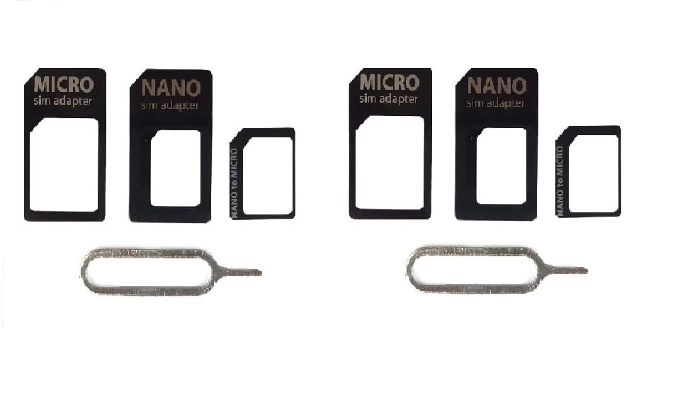 Home PV+ 4 in 1 SIM Card Adapters Nano for Mobile Phones Converter with Eject Pin | Sim Adapter Set Sim Card Adapter with SIM Ejector Pin Compatible with Mobile Phone (Pack of 2)