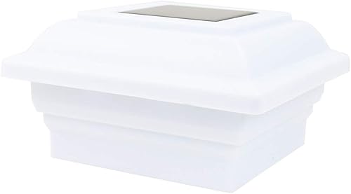 Miniatura 3 de Paquete de 4 unidades blancas para jardín al aire libre, 5 x 5, solares 12 SMD LED, tapa de cubierta de poste, luz de valla cuadrada, lámpara de