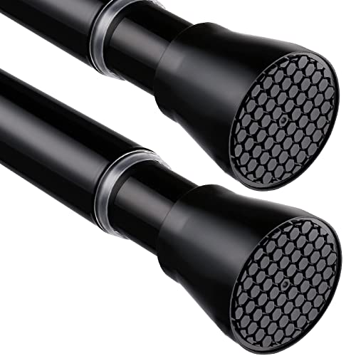 Image of 2 Pack Black Tension Curtain Rod for Windows 28 to 48 Inch | 7 /8 inchSmall Shower Curtain Rod for Bathroom ,Pressure Spring Tension Curtain Rod No Drilling for Closet Doorway Kitchen