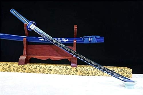 Sword Blue 1090 Carbon Steel Sharp Japanese Samurai Sword Katana Full Tang Asian