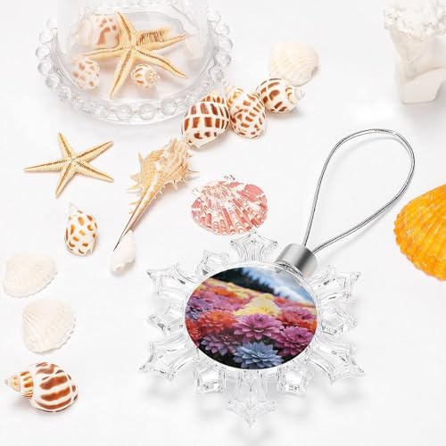 Pendentif flocon de neige en aluminium imprimé fleur pour mariage et Noël - 6