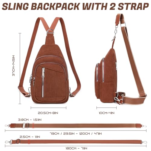 Image of MYHOZEE Small Diaper Bag Crossbody Sling Purse for Women - 2 in 1 Leather Backpack with 2 Straps for Short Trips Work Daily | Mini diaper bag
