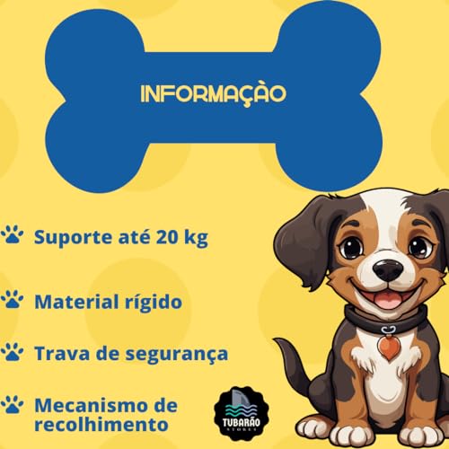 Guia Retrátil Coleira P/Cachorro 5m Até 15 Kg Passeio Pet Com Trava De Segurança, Guia Retrátil Para