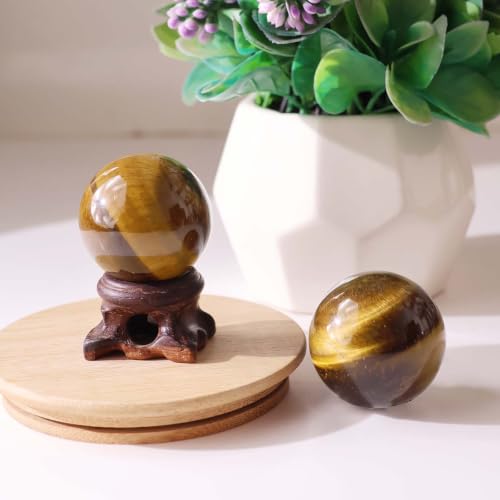 Image of Shubhanjali Tiger Eye Crystal Sphere Ball AA Grade 80-100 GMS | Natural Polished Gemstone Sphere for Meditation, Reiki Practice, Feng Shui & Vastu Decor | Decorative Crystal Ball for Home & Office