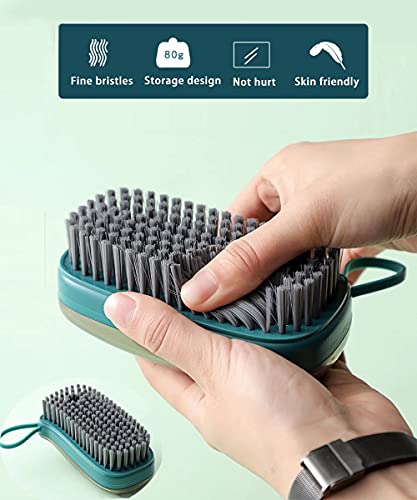 Image of Soft Cleaning Brush Hand Broom for Car /Bed /Couch /Draft /Garden /Furniture /Clothes Bedspread Carpet Cleaning Brush, Cleaning Brush with Soap Dispenser Scrub Brush,Washing Brush,Green(Pack of 2)