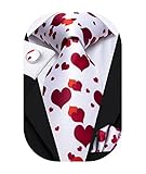 Hi-Tie Herren Krawatte Rotes Herz Schöne Krawatten Gewebte Seide Krawatten Einstecktuch Manschettenknöpfe Abschlussball Hochzeit Formelle Krawatten Sets