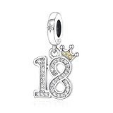 LNQOBU Ciondolo a forma di numero per Compleanno in Argento Sterling 925 Charm, Compatibile con Pandora Bracciale，Regalo per compleanno o anniversario (18°,20°, 21°, 50°, 60°