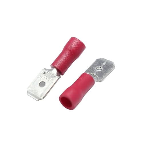 LTRAJUYNH 20pcs 6.3mm Crimp Terminal 6.3 Male Pre-insulated Electrical Connectors for 22AWG - 16AWG Wire /0.5-1.5mm2 Cable IMax=10A