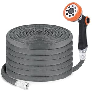 Lightweight Garden Hose 5/8″ x 25FT, Water Hose With 8 Patterns Tumb Control Hose Nozzle, Upgrade Inner Tube,Non-Expandable,Leak-Proof For Gardening,Washing Car,Watering Yard,Lawn