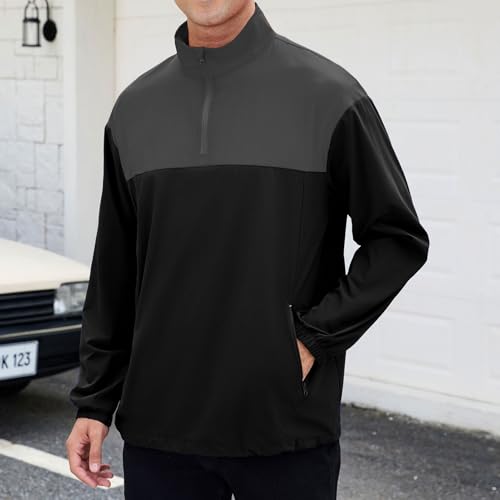 Image of EDITCOZY Men's Lightweight Quarter Zip Pullover Casual Windbreaker for Running Golf Jackets with 3 Pockets