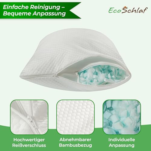 EcoSchlaf® Airflow Kopfkissen – Orthopädisches Kissen – Seitenschläferkissen Nackenkissen aus Memory Foam – Ergonomisches Nackenstützkissen – Nackenschmerzen – Seitenschläfer Pillow – Schlafkissen